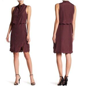 Parker Overlay Sleeveless Shirt Dress Maroon M NWOT
